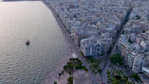 Vista Aérea Thessaloniki Torre Branca Antiga Greece — Vídeo de Stock