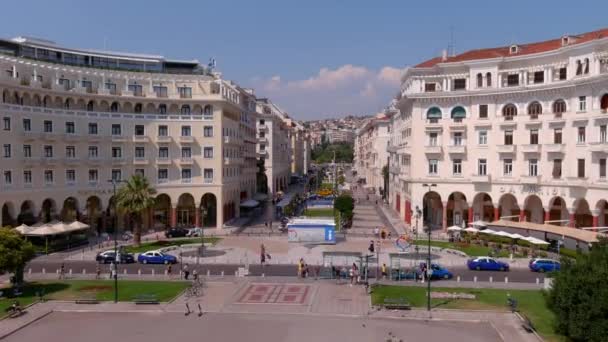 Θεσσαλονίκη Ελλάδα Ιουλίου 2021 Αεροφωτογραφία Της Πλατείας Αριστοτέλους Στη Θεσσαλονίκη — Αρχείο Βίντεο