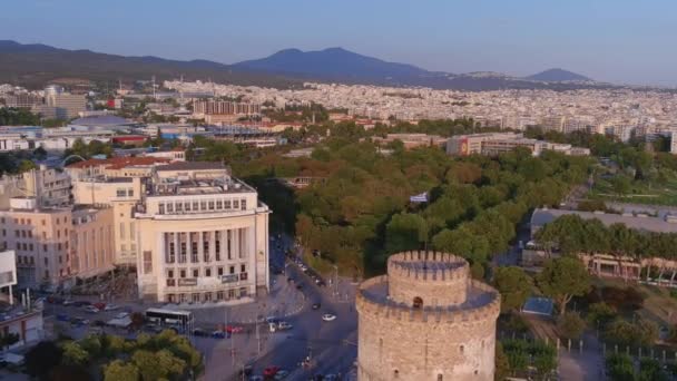 ギリシャテッサロニキ 2021年7月11日 ギリシャ テッサロニキのアリストテレス広場の空中ビュー — ストック動画