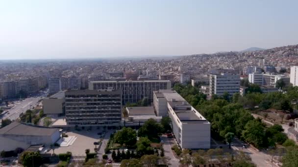 Salónica Grécia Julho 2021 Voo Com Drone Sobre Universidade Aristóteles — Vídeo de Stock