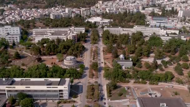 Salónica Grécia Julho 2021 Voo Com Drone Sobre Universidade Aristóteles — Vídeo de Stock