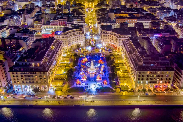 Vista Aérea Praça Aristotélica Salónica Grécia Que Foi Decorada Para — Fotografia de Stock