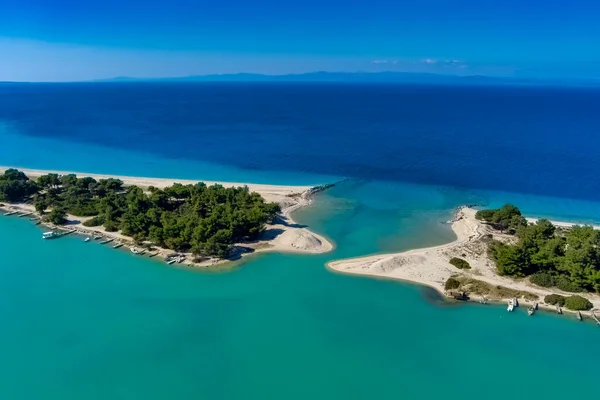 Vue Aérienne Plage Glarokavos Dans Péninsule Kassandra Halkidiki Grèce — Photo