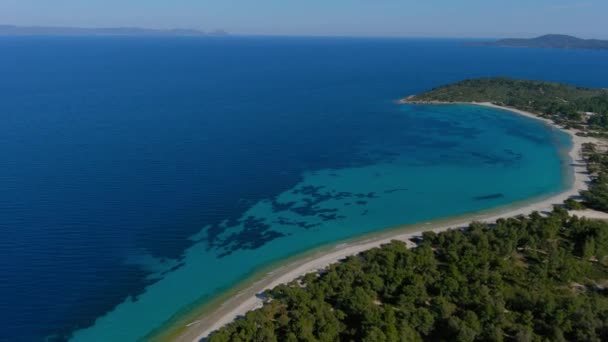 Widok Lotu Ptaka Glarokavos Plaży Półwyspie Kassandra Półwysep Chalcydycki Grecja — Wideo stockowe
