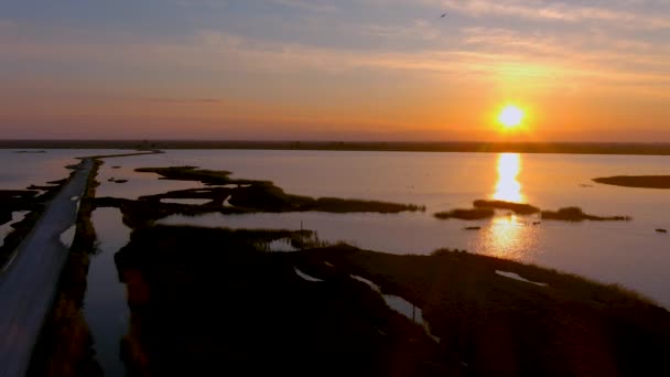 Fantastisk Solnedgång Lagunen Kalochori Thessaloniki Grekland Natur Landskap Bakgrund — Stockvideo