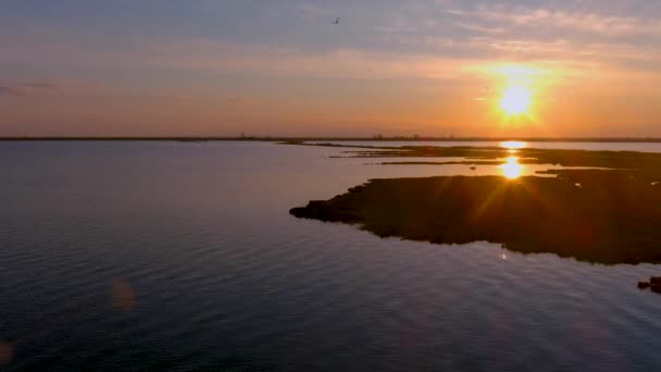 Εκπληκτικό Ηλιοβασίλεμα Στη Λιμνοθάλασσα Του Καλοχωρίου Στη Θεσσαλονίκη Φόντο Φυσικού — Αρχείο Βίντεο