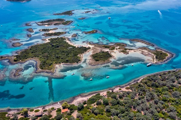 Aerial View Lichadonisia Which Island Popular Boat Trippers Greek Bahamas — Fotografia de Stock