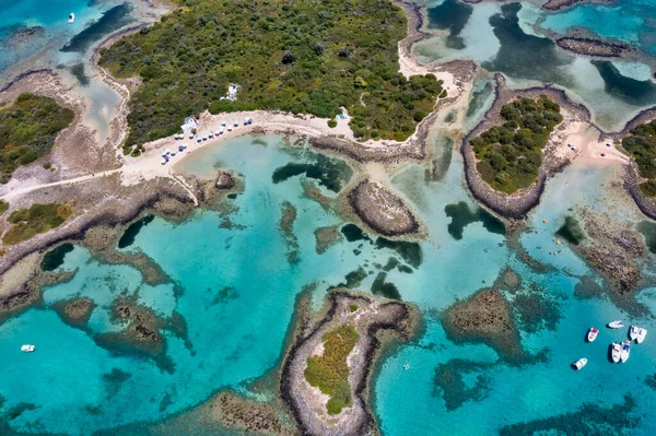 Aerial View Lichadonisia Which Island Popular Boat Trippers Greek Bahamas — Zdjęcie stockowe