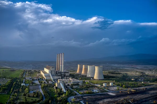 Luchtfoto Van Kolencentrale Van Kozani Noord Griekenland — Stockfoto