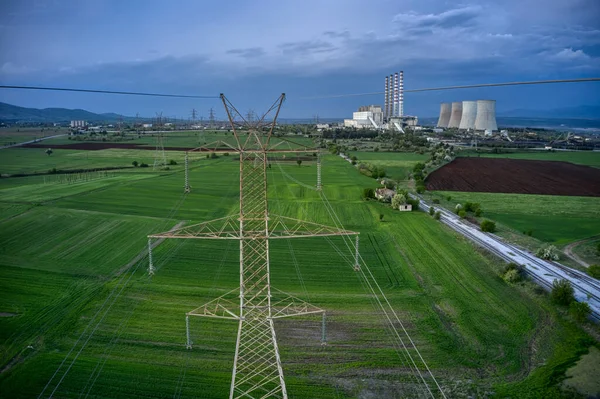 Aerial View Coal Fired Power Plant Kozani Northern Greece — Photo