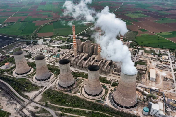 Aerial View Coal Fired Power Plant Kozani Northern Greece — Stockfoto