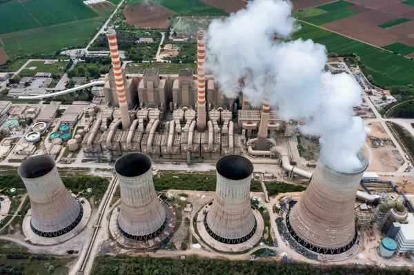 希腊北部科扎尼燃煤发电厂的空中景观 — 图库照片
