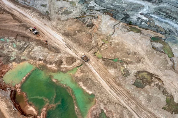 View Opencast Lignite Mine Lignite Mining Area Ptolemaida Greece Aerial — Stock Photo, Image