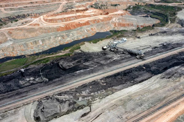 View Opencast Lignite Mine Lignite Mining Area Ptolemaida Greece Aerial — Stock Photo, Image