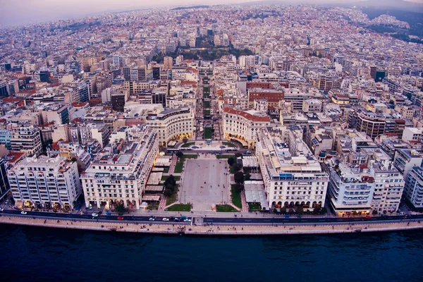 Vista Aérea Famosa Praça Aristotélica Cidade Salónica Grécia Praça Local — Fotografia de Stock