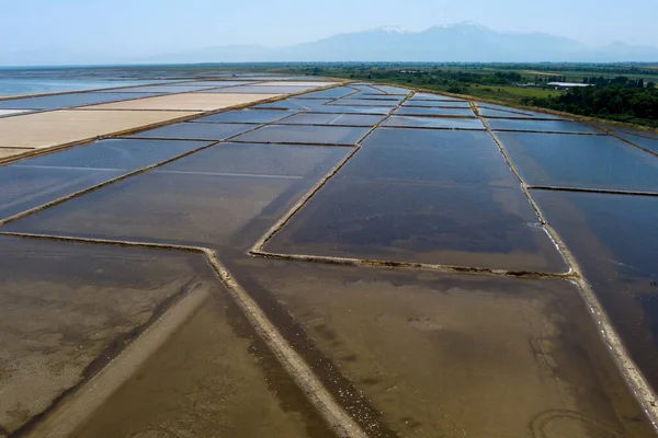 Vista Aérea Lagoas Evaporação Sal Montes Sal Essas Lagoas São — Fotografia de Stock