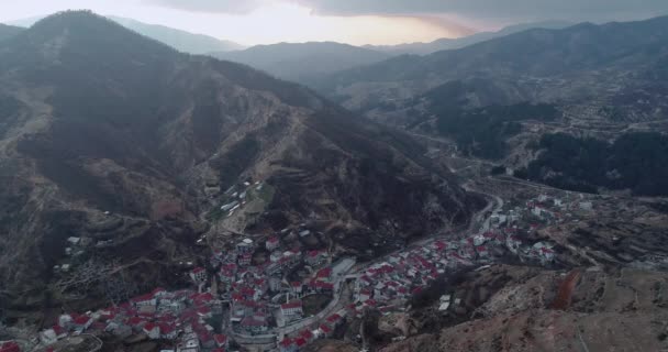 Aerial View Myki Village Prefecture Xanthi Greece Belongs Group Villages — Stock Video