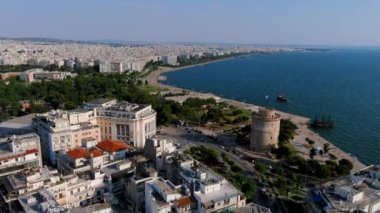 Selanik hava panoramik manzarası. Selanik, Yunanistan 'ın ikinci büyük kenti ve Yunanistan' ın Makedonya 'nın başkenti..