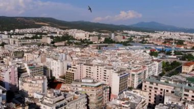 Selanik hava panoramik manzarası. Selanik, Yunanistan 'ın ikinci büyük kenti ve Yunanistan' ın Makedonya 'nın başkenti..
