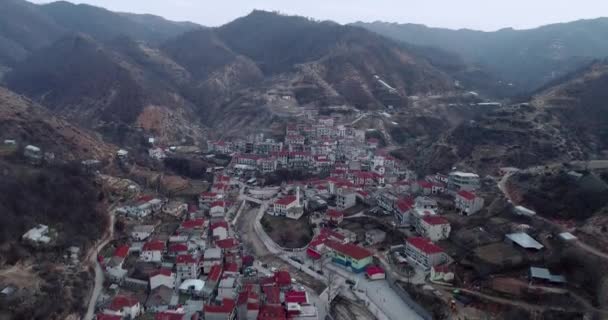 希腊Xanthi省Myki村的空中景观 它属于该地区穆斯林人口较多的村庄 通常被称为Pomakochoria 土耳其少数民族 — 图库视频影像