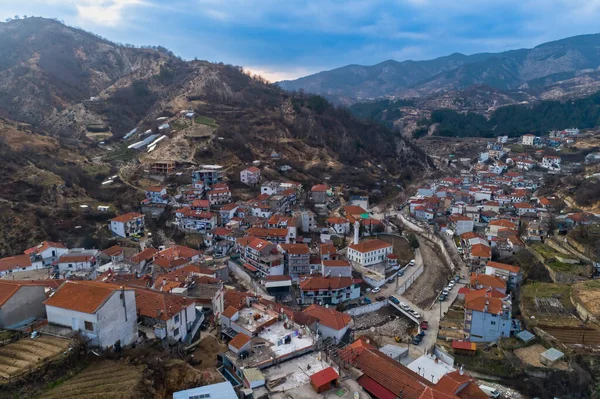 Vista Aérea Myki Pueblo Prefectura Xanthi Grecia Pertenece Grupo Aldeas —  Fotos de Stock