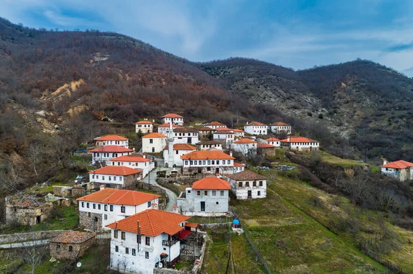 Vue Aérienne Kotani Village Musulman Dans Préfecture Xanthi Grèce Près — Photo