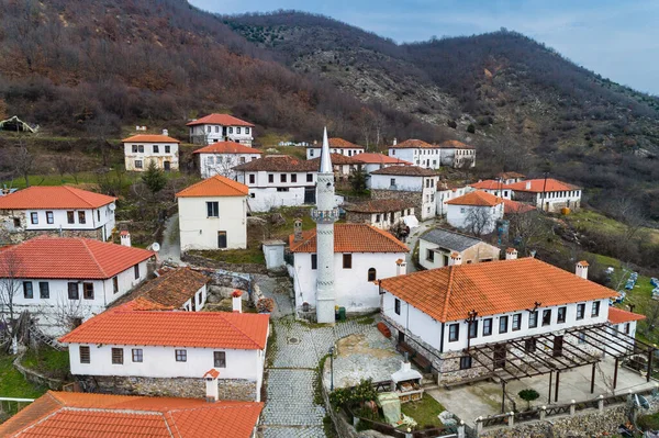 Vista Aérea Kotani Uma Aldeia Muçulmana Prefeitura Xanthi Grécia Perto — Fotografia de Stock