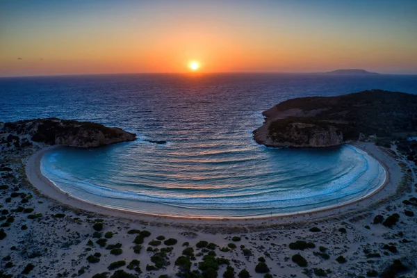 Panoramatický Letecký Výhled Pláž Voidokilia Při Západu Slunce Jedna Nejlepších — Stock fotografie