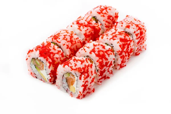 Rolos de sushi isolados em fundo branco — Fotografia de Stock