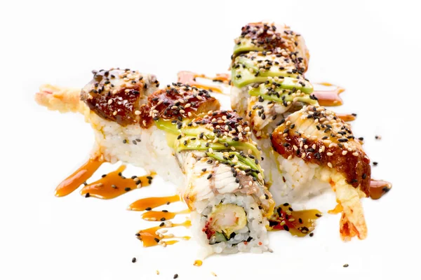 Beautifull sushi roll on white background — Stock Photo, Image