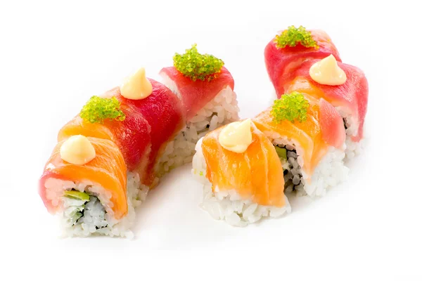 Beautifull sushi roll on white background — Stock Photo, Image