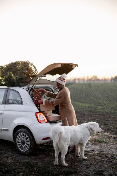 Mulher se preparando para um feriado de Ano Novo — Fotografia de Stock