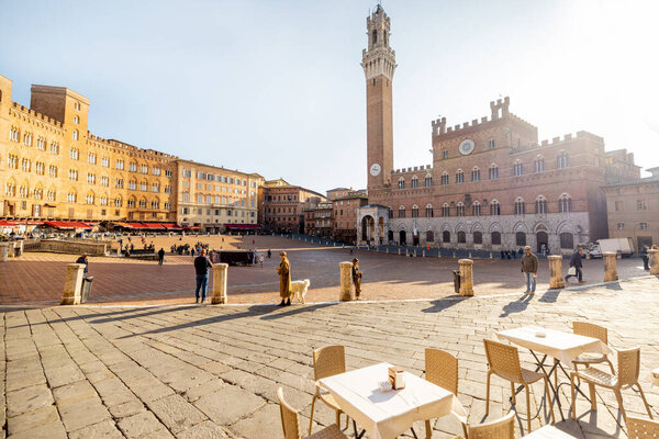 Morning View Main Square Siena City Town Hall Concept Architecture Stock Picture