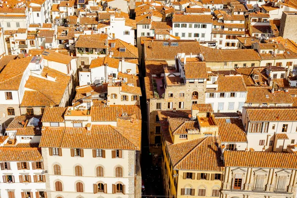 Aerial View Beautiful Rooftops Ancient Houses Streets Florence Sunny Day — Stock Photo, Image