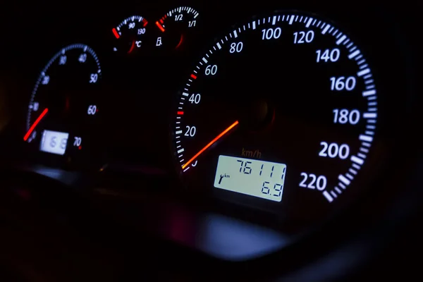 Car dashboard at night — Stock Photo, Image