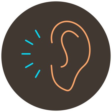 Koyu kahverengi yuvarlak arkaplanda müzik tıkacı renk simgesi ana hatları