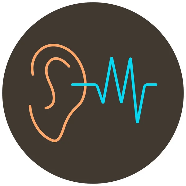 Ear Two Color Icon Outline Dark Brown Background — Image vectorielle