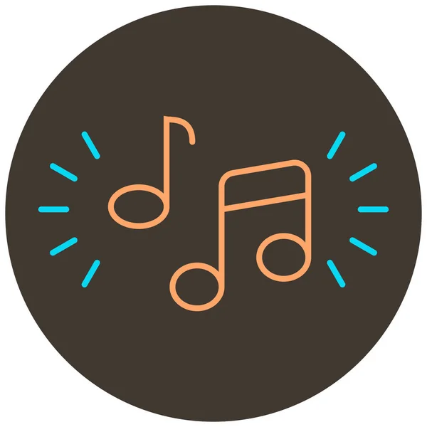 Music Note Two Color Icon Outline Dark Brown Background — Image vectorielle