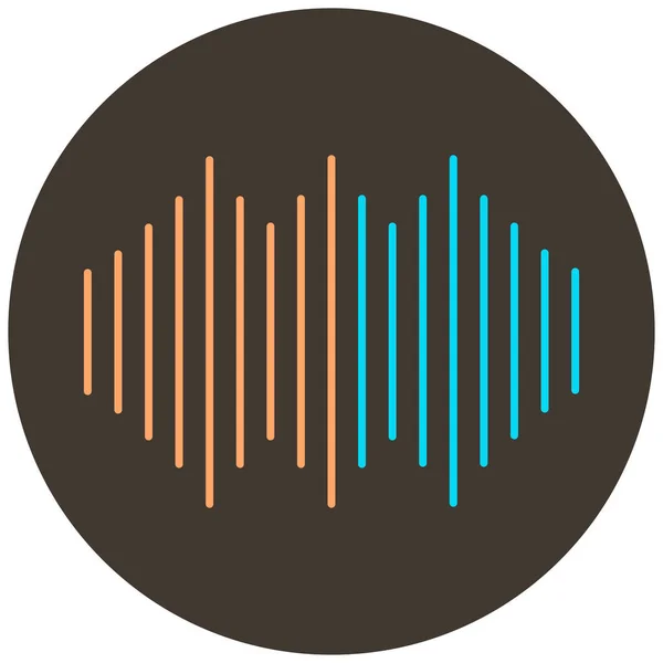 Музична Хвиля Два Кольори Іконки Темно Коричневому Круглому Фоні — стоковий вектор