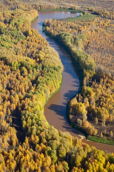 Řeka podzimní pohled shora — Stock fotografie