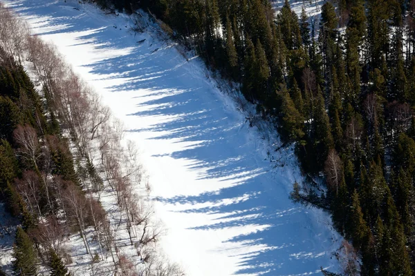 Vue aérienne de la rivière forestière au moment de la journée d'hiver . — Photo