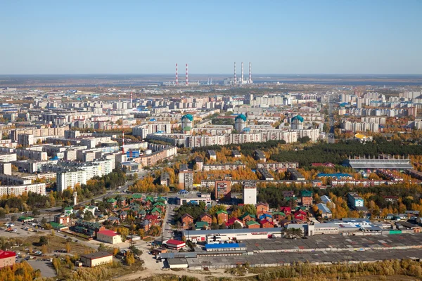Aerial view of the city of Surgut. — Stock Photo, Image