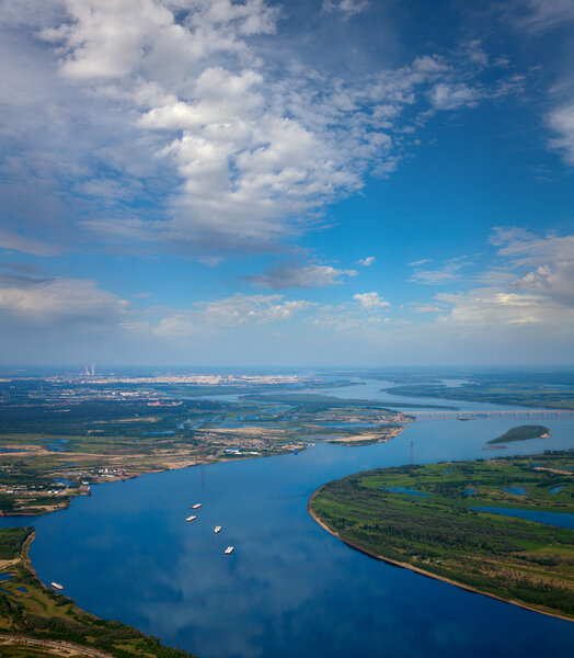 Large river in summer