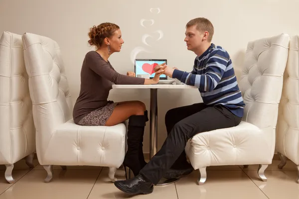 First date in cafe — Stock Photo, Image