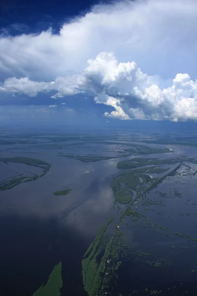 Flooding on large river — Foto Stock