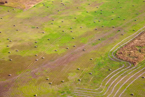 Aerial view of the countryside with fields of crops — Stock Photo, Image