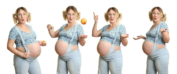 Expectant mother on white background — Stock Photo, Image