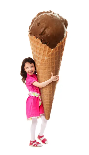 Little girl e più grande di gelato — Foto Stock