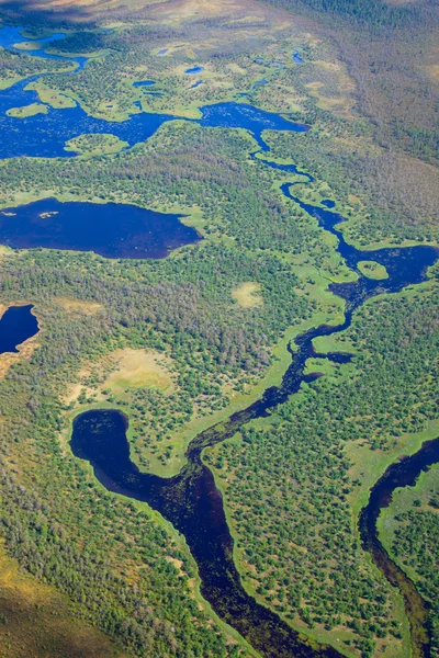 Luchtfoto van de vloed aan een rivier — Stockfoto