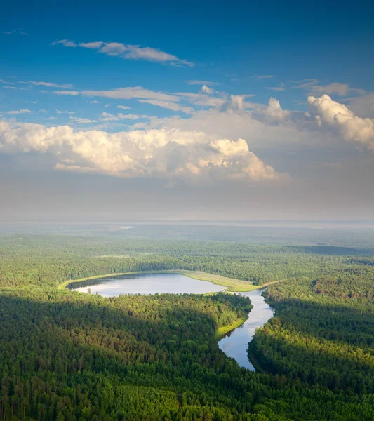 Veduta aerea del lago forestale — Foto Stock